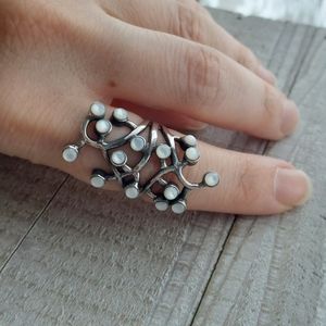 Silver & mother of pearl ring size 8